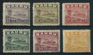 NAURU: 1924-48 (SG.26A-39A) Rough Paper ½d to 10/- set with a few shades incl. 2½d greenish blue, fine mint overall, Cat £245+. (18).