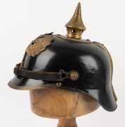 PICKELHAUBE German officer's helmet, World War 1 period, (1891 pattern) accompanied with timber hat block, (2 items) - 4