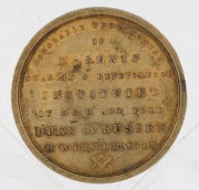 GREAT BRITAIN: 1830 gilt-bronze Freemason's Masonic Charity & Benevolence Testimonial medal, 36mm; Instituted by the Duke of Sussex. - 2