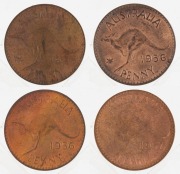 Penny: Elizabeth II, 1955P, 1956M, 1956P & 1957, (4), all aUnc/Unc.