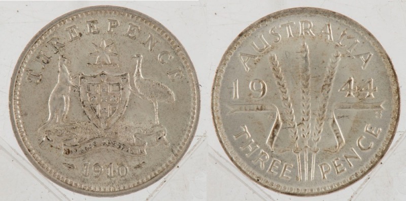 Threepence: George V, 1910, aUnc; George VI, 1944, Unc. (2).