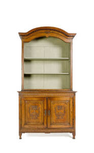 BUFFET DE CORPS: French 19th century, peg jointed & carved oak (no top doors). Height 257cm, width 140cm, depth 52cm
