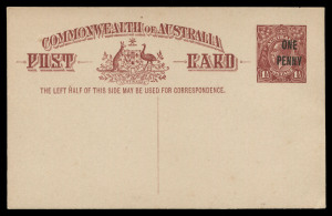 Postal Cards: Postal Cards: 1923 'ONE/PENNY' on 1½d Red-Brown (#P52), fine unused overall, BW:P58 - Cat. $500.