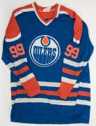 ICE HOCKEY: A WAYNE GRETZKY "99" Edmonton Oilers jersey, circa 1980; worn but of unknown status. [Made by Sandow Sporting Knit of Canada]. - 2