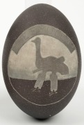 The Emu Cricket Club, New South Wales: boxed emu statue and etched emu egg with a padded-up emu carrying a bat; in presentation box. - 2