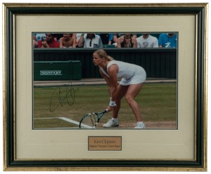 KIM CLIJSTERS and STAN WAWRINKA signed displays; both with CofAs. Framed 53 x 64cm and 44 x 76cm respectively. (2 items).