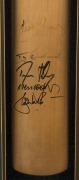 Full size&nbsp;Newbery&nbsp;bat with label affixed "VICTORIA'S AUSTRALIAN TEST CRICKETERS OF THE 1990s"; six original signatures to face including Shane Warne.Attractively framed and glazed 109 x 33cm - 2