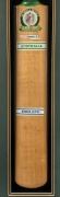 AUSTRALIA V ENGLAND ASHES SERIES 1990/91: Full size cricket bat bearing the signatures of the Australian and English teams; all legible but somewhat faded. Attractively framed and glazed, 109 x 33cm overall - 2