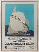 An America's Cup 1983 poster; a 1984 Winter Olympics photograph; a Tour de France photo and a cricket poster; all framed & glazed. (4 items). - 2