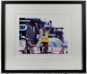 An America's Cup 1983 poster; a 1984 Winter Olympics photograph; a Tour de France photo and a cricket poster; all framed & glazed. (4 items). - 5