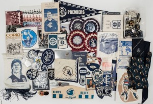CARLTON: An accumulation of badges, key rings, fobs, ties, cloth badges, phone cards, a cigarette case, medallions, photos and other pieces of club memorabilia. (Qty.)