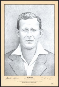 The 1948 Invincibles: Individual limited edition portraits of Harvey, Hamence, Johnston, Morris, Loxton, Brown and Toshack, all numbered 182/200 (with CofA) and signed by the players and the artist. (7).