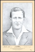 The 1948 Invincibles: Individual limited edition portraits of Harvey, Hamence, Johnston, Morris, Loxton, Brown and Toshack, all numbered 182/200 (with CofA) and signed by the players and the artist. (7).