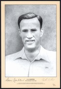 The 1948 Invincibles: Individual limited edition portraits of Harvey, Hamence, Johnston, Morris, Loxton, Brown and Toshack, all numbered 182/200 (with CofA) and signed by the players and the artist. (7). - 2