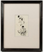 A COMMONWEALTH XI VISIT SINGAPORE, OCTOBER 1962: A collection of original whimsical pen and ink sketches depicting cricketers and cricketing scenes, (9) all framed and each 38 x 31cm overall. - 4