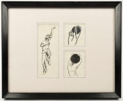 A COMMONWEALTH XI VISIT SINGAPORE, OCTOBER 1962: A collection of original whimsical pen and ink sketches depicting cricketers and cricketing scenes, (9) all framed and each 38 x 31cm overall. - 5