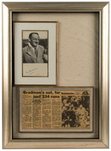 DON BRADMAN: Various framed and glazed pieces including one photograph with an original pen signature, (5 items); mixed sizes.