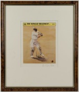 DON BRADMAN: Various framed and glazed pieces including one photograph with an original pen signature, (5 items); mixed sizes. - 4