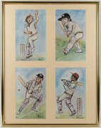 FRAMED PIECES: Twelve different cricket-themed displays; one signed by Rod Marsh; various sizes, mainly glazed. - 5