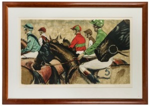 HENRY KOEHLER (1927 - 2018), "Race Day", lithograph in colours, signed and editioned #261/300 in lower margin; attractively framed and glazed, overall 72 x 101cm.