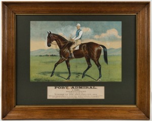 "PORT ADMIRAL" Winner of the Adelaide Cup, 1894, lithograph in colour based on artwork by Edwin Woodhouse, framed and glazed, overall 49 x 61cm.