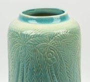 KLYTIE PATE impressive pottery lidded vase adorned with sgraffito palm trees, glazed in turquoise, blue and cream, incised "Kyltie Pate, 1994", 43cm high Purchased from Distelfink Gallery, Melbourne. Lot 40. Note: This was the major work of the exhibitio - 4