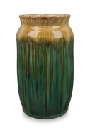 JOHN CAMPBELL Exhibition umbrella stand, glazed in classic green and yellow, incised "B37, John Campbell, 1934", an impressive 45.5cm high, 27cm wide