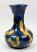McHUGH blue and yellow glazed pottery vase, incised "H McHugh Tasmania, 1935", 30cm high  - 2