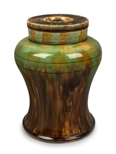 BENDIGO POTTERY Colonial tobacco jar with decorative frieze, 19th century, rare, 23.5cm high