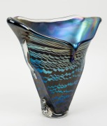 HEANEY GLASS impressive Australian iridescent glass vase, incised "C. Heaney, '88", with original foil label, 21.5cm high - 2