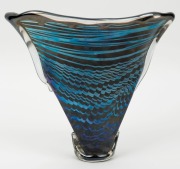 HEANEY GLASS impressive Australian iridescent glass vase, incised "C. Heaney, '88", with original foil label, 21.5cm high - 3