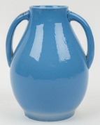 NEWTONE POTTERY two handled blue vase with hand-painted garden scene by DAISY MERTON, factory mark to base, 15cm high - 2