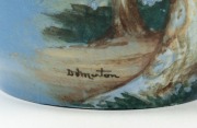 NEWTONE POTTERY two handled blue vase with hand-painted garden scene by DAISY MERTON, factory mark to base, 15cm high - 3
