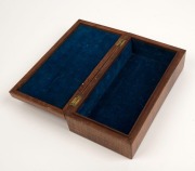 An antique Australian fiddleback blackwood jewellery casket with ebony string inlay and cedar secondary timbers, interior lined with original blue velvet, early 20th century, ​​​​​​​7cm high, 25.5cm wide, 13.5cm deep - 2