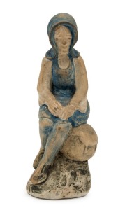 MERRIC BOYD pottery statue of a seated woman, incised "Merric Boyd, 1935, Murrumbeena", ​​​​​​​20cm high