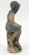 MERRIC BOYD pottery statue of a seated woman, incised "Merric Boyd, 1935, Murrumbeena", ​​​​​​​20cm high - 3