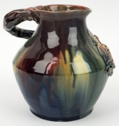 REMUED rare pottery jug with applied pomegranates and leaves, incised "Remued", 18cm high, 22cm wide - 3