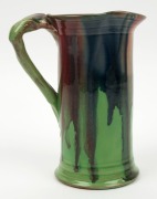 REMUED pottery jug with early shape and glaze in lime green, pink and blue, incised "Remued", ​​​​​​​18.5cm high - 3