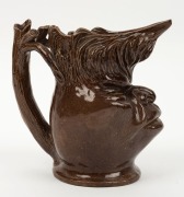WILLIAM RICKETTS early brown glazed pottery face jug with branch handle, incised "Wm. RICKETTS, 1934", ​​​​​​​15.5cm high, 15.5cm wide - 2