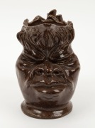 WILLIAM RICKETTS early brown glazed pottery face jug with branch handle, incised "Wm. RICKETTS, 1934", ​​​​​​​15.5cm high, 15.5cm wide - 3