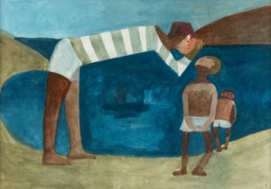 DOROTHY BRAUND (1926-2013), Untitled figures on a beach, watercolour, 23cm x 32cm, 48cm x 55cm overall Provenance: The Estate of&nbsp;Dorothy Braund thence by decent