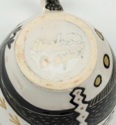 MARTIN BOYD set of six pottery coffee cups and saucers with hand-painted Aboriginal motifs, (12 items), incised "Martin Boyd, Australia", the saucers13.5cm diameter - 2