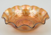 CARNIVAL GLASS "KINGFISHER" marigold master bowl, ​​​​​​​7cm high, 24cm wide - 2