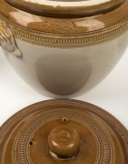 FOWLER pottery bird feeder, bread crock and three jars, (5 items), the bird feeder 16cm high - 4
