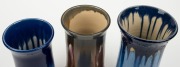 MELROSE WARE two blue glazed vases, together with a HOFFMAN pottery vase with drip glaze, (3 items), the largest 20cm high - 2