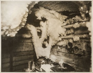 THE B.A.N.Z. ANTARCTIC EXPEDITION:Official original photograph by Captain Frank Hurley:Image B22 - Title: Jack Frost Holds Tenancy of Antarctic Hut for 20 Years,with official "MAWSON ANTARCTIC EXPEDITION" handstamp and release date "MONDAY JUN. 15, 1931" 