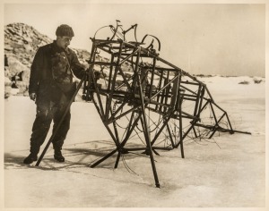 THE B.A.N.Z. ANTARCTIC EXPEDITION:Official original photograph by Captain Frank Hurley:Image B25 - Title: First Antarctic Aeroplane,with official "MAWSON ANTARCTIC EXPEDITION" handstamp and release date "TUESDAY JUN. 2, 1931" verso, together with the offi