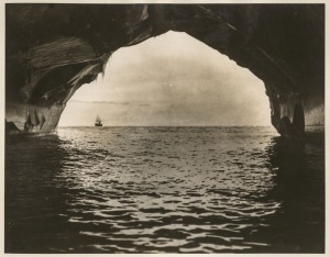 THE B.A.N.Z. ANTARCTIC EXPEDITION:Official original photograph by Captain Frank Hurley:Image B30 - Title: Portal in an Iceberg,with official "MAWSON ANTARCTIC EXPEDITION" handstamp and release date "TUESDAY MAY 19, 1931" verso, together with the official 