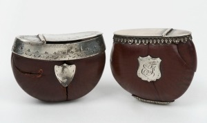 Two antique silver mounted burra nut vesta cases, 19th century, 4.5cm and 5cm wide