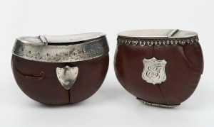 Two antique silver mounted burra nut vesta cases, 19th century, ​​​​​​​4.5cm and 5cm wide